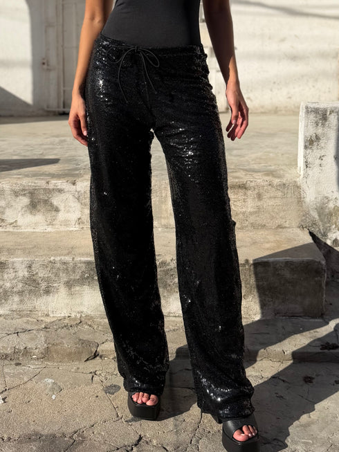 SHINY BLACK PANTS